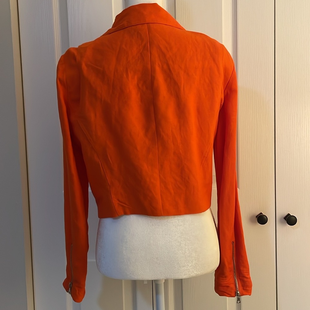 Karen Kane Women’s SZ S Orange Fully Lined Zip Blazer - Picture 6 of 16